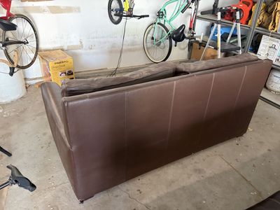 Brown Leather Sofa - Good Condition, Spacious Seating