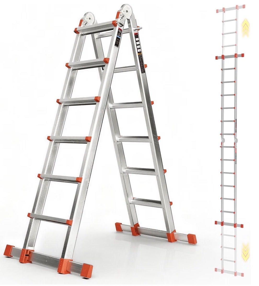 Multi-Position Aluminum A-Frame Ladder - Adjustable & Extendable