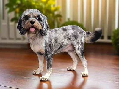 Adult Female Blue Merle Cavapoo (Cavalier Poodle)