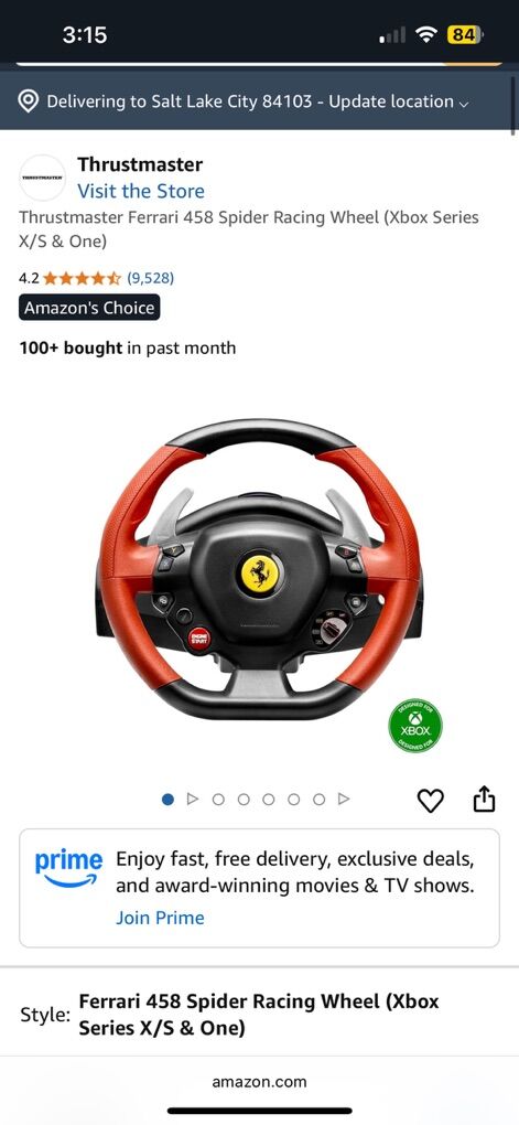 Xbox Thrust Master Ferrari 458 NEW