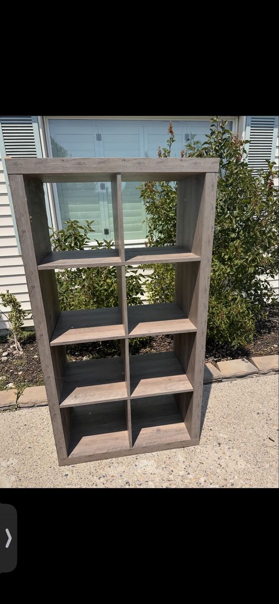 Gray Wood Grain 8-Cube Organizer Shelf Unite