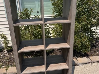 Gray Wood Grain 8-Cube Organizer Shelf Unite