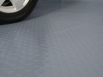 Coin Drop Grey flooring Enclosed Trailer RV Shop Garage Gym 10' x 44'