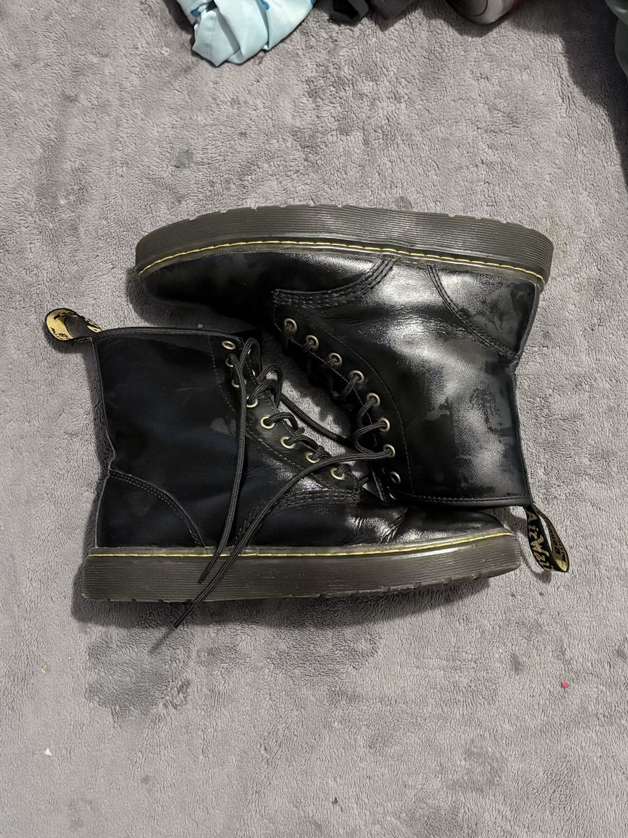 Dr. Martens Zavala Black Leather Lace-Up Combat Boots Women's Size 10