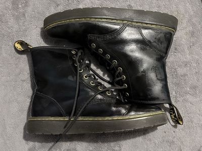 Dr. Martens Zavala Black Leather Lace-Up Combat Boots Women's Size 10