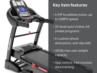 Famistar 5.1HP Folding Treadmill for Home with 20% Auto Incline, 300-400 LB Capacity