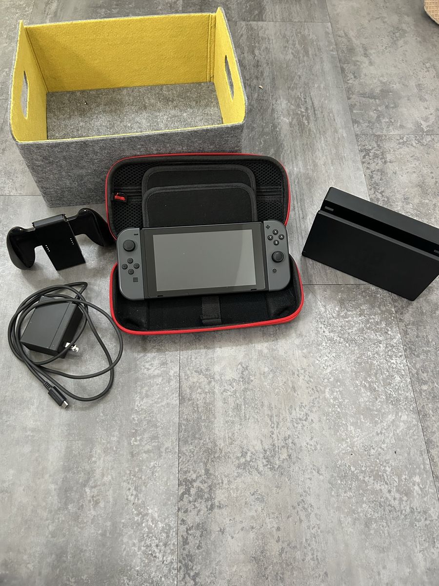 Nintendo Switch Console v2, Black Joy-Cons with Dock, Charger & Case