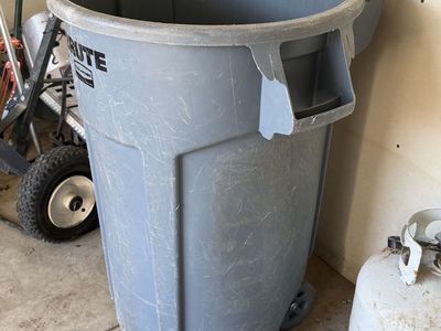 Rubbermaid Brute Rollout Trash Can Gray Heavy Duty