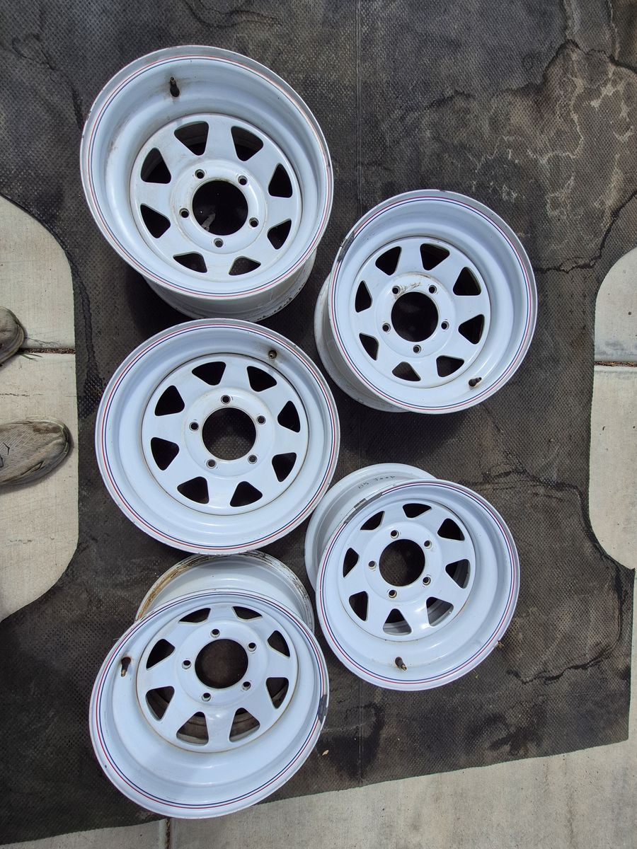 Vintage white spoke steel wheels 15" Ford/ jeep