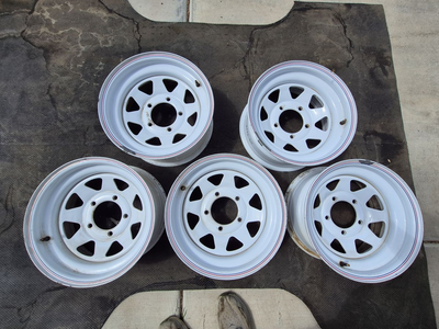 Vintage white spoke steel wheels 15" Ford/ jeep