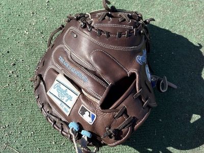 Rawlings Heart of the Hide Catchers Glove Baseball - size 33 1/2 inch - PROCM335 - Lite Toe - Chocolate Brown and Light Blue.