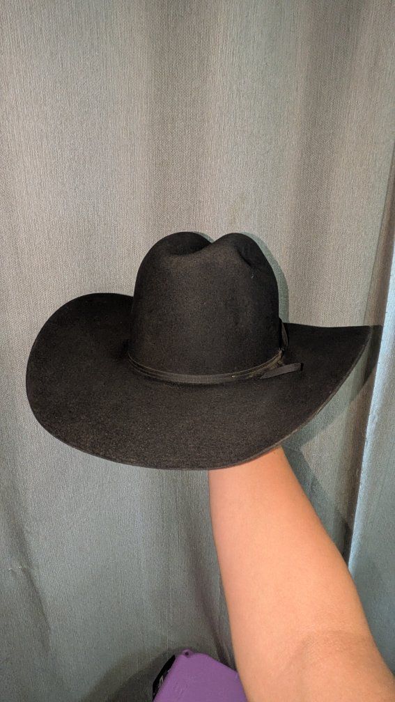 Resistol Statler Black Wool Blend Cowboy Hat Size 7 3/8