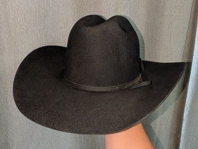 Resistol Statler Black Wool Blend Cowboy Hat Size 7 3/8