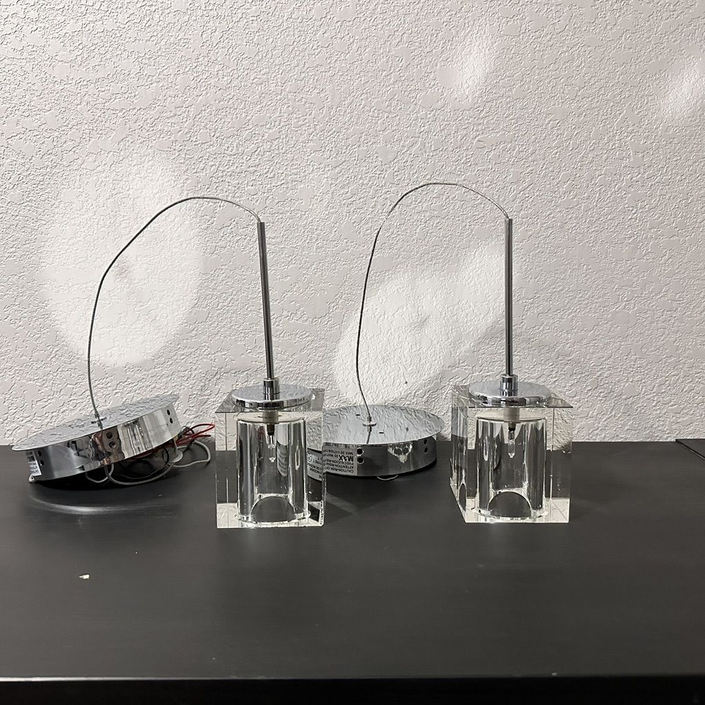 Clear Glass Pendant Lights Set Of 2