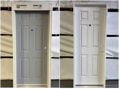 Save Over 50%! New Pre-Hung 6 Panel Exterior Doors - Double Bored Slab, Frame, Hinges & Threshold Included - Priced Individually