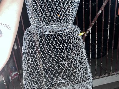 Collapsible Wire Fish Basket Floating Metal Live Bait Basket
