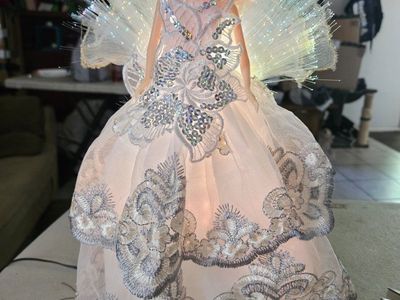 Light Up Fiber Optic Angel Barbie Doll Tabletop Christmas Tree Topper Decoration