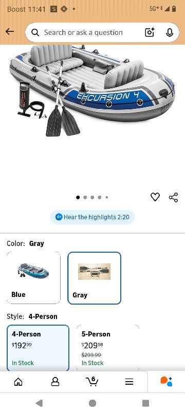 Intex Excursion 4 Boat Raft Like New!