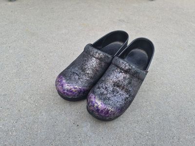 Dansko Metallic Cracked Leather Clogs Size 37 EU