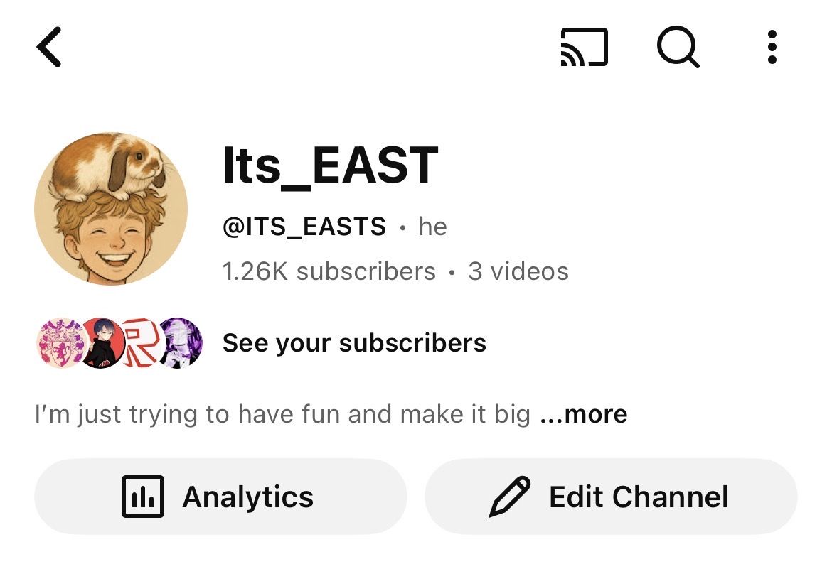 A Youtube Account With 1.2k Subs and a 500k vid