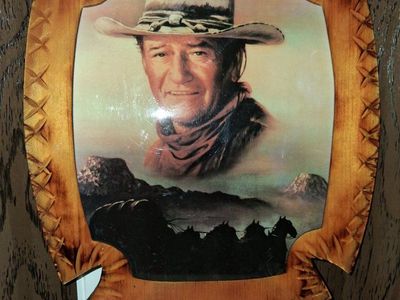 Vintage John Wayne Western Wood Plaque Wall Hanging