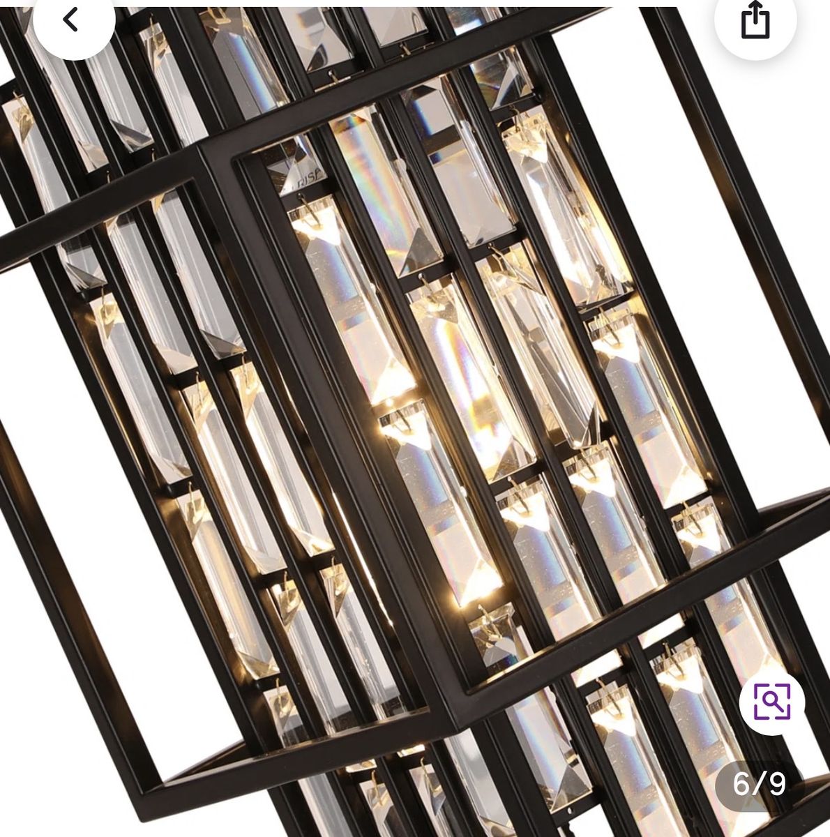 MFYJ 15in Outdoor Crystal Pendant Light Hanging Porch Lantern Black 