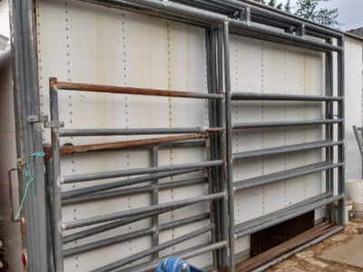 Walk thru gates with attached panel