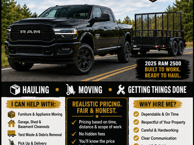 1 man, a pickup truck and a trailer