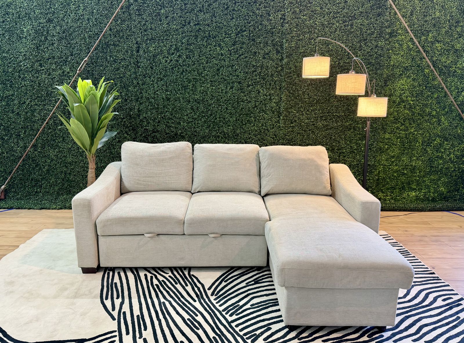 CODDLE CAMERON SLEEPER SOFA WITH POWER OUTLET – BEIGE – REVERSIBLE CHAISE + STORAGE