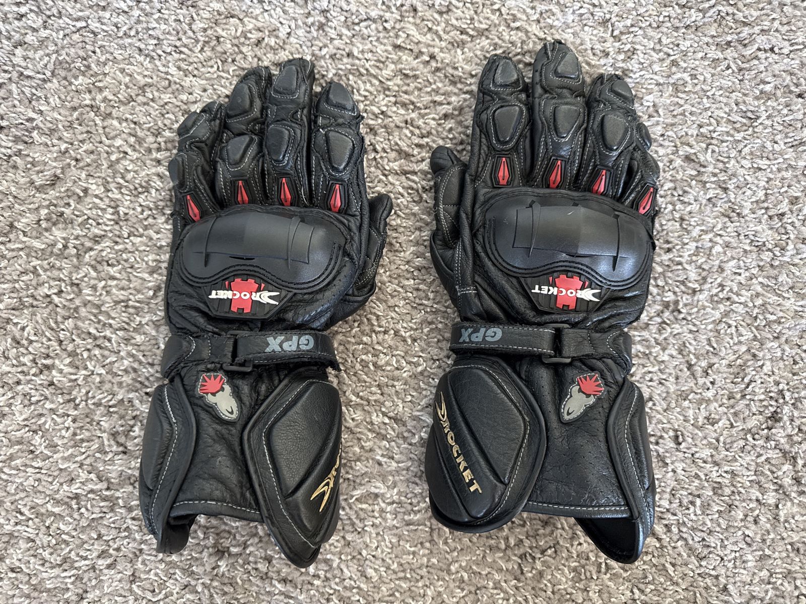 Rocket Brand Leather Motorcycle Gloves- L
