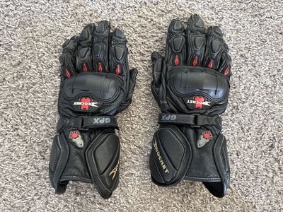 Rocket Brand Leather Motorcycle Gloves- L