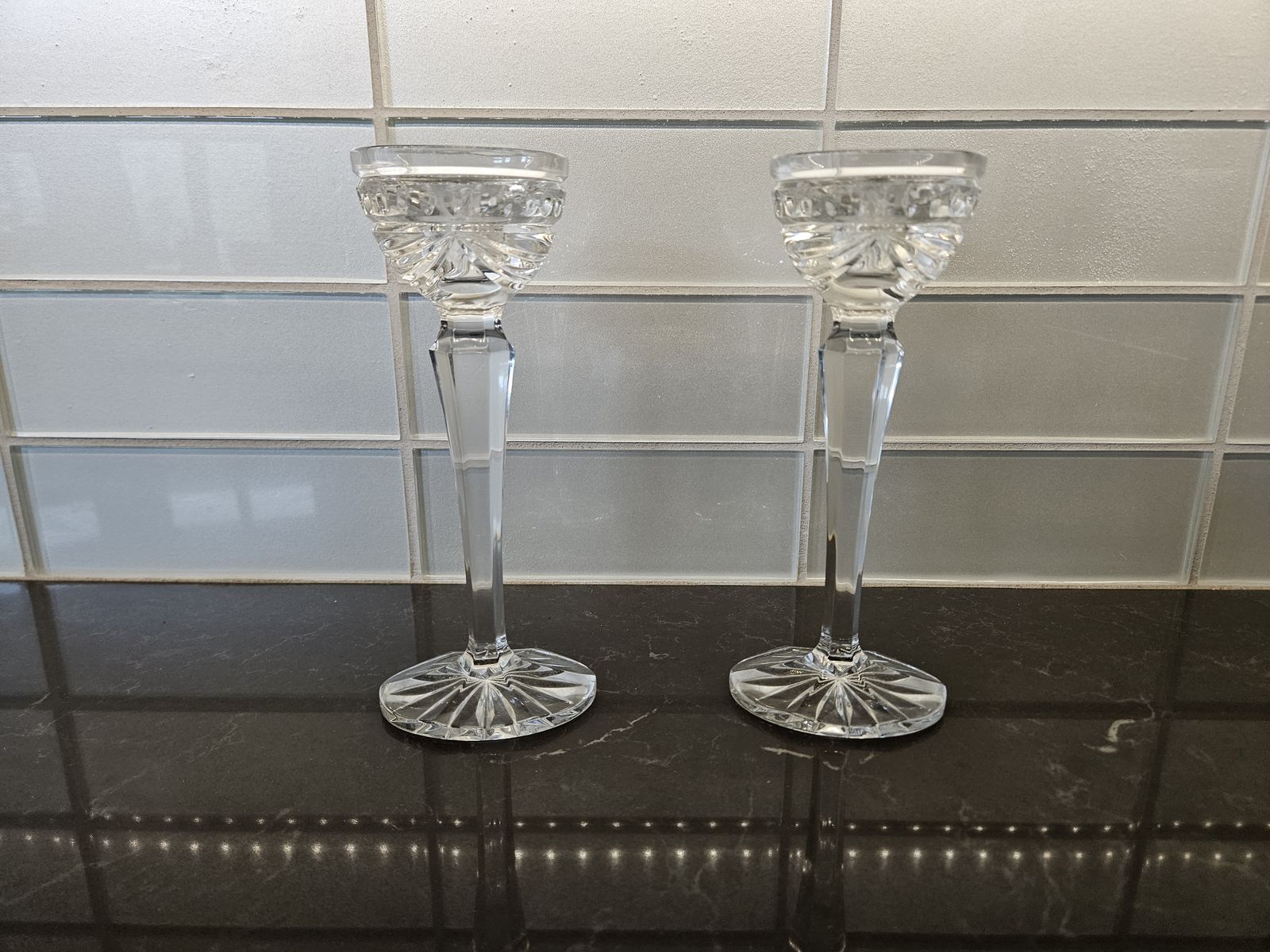 Waterford Crystal Overture Conefoot Candlesticks