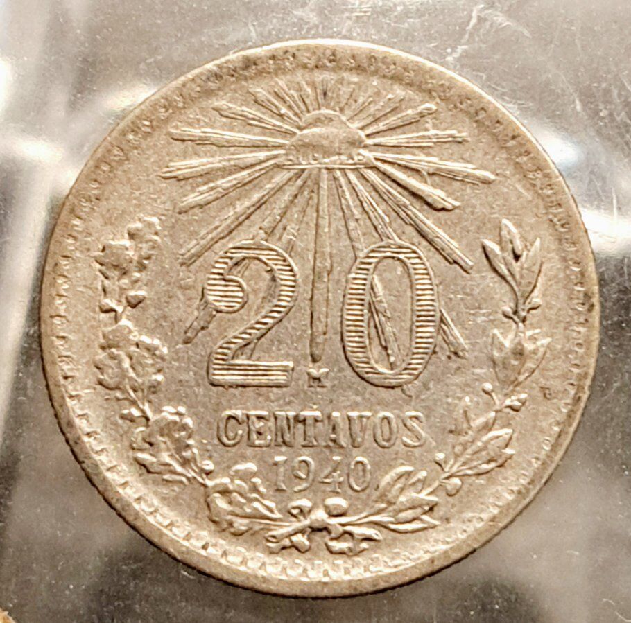 1940 Mexico 20 Centavos .720 Silver Coin