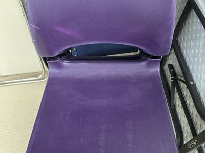 Stackable Purple Plastic Chairs with Metal Legs - Set of 7