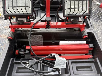 Commercial Electric Portable Twin-Head Halogen Work Light with Tripod and Storage Case