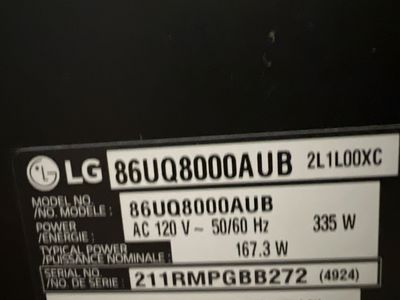 86” LG Smart TV