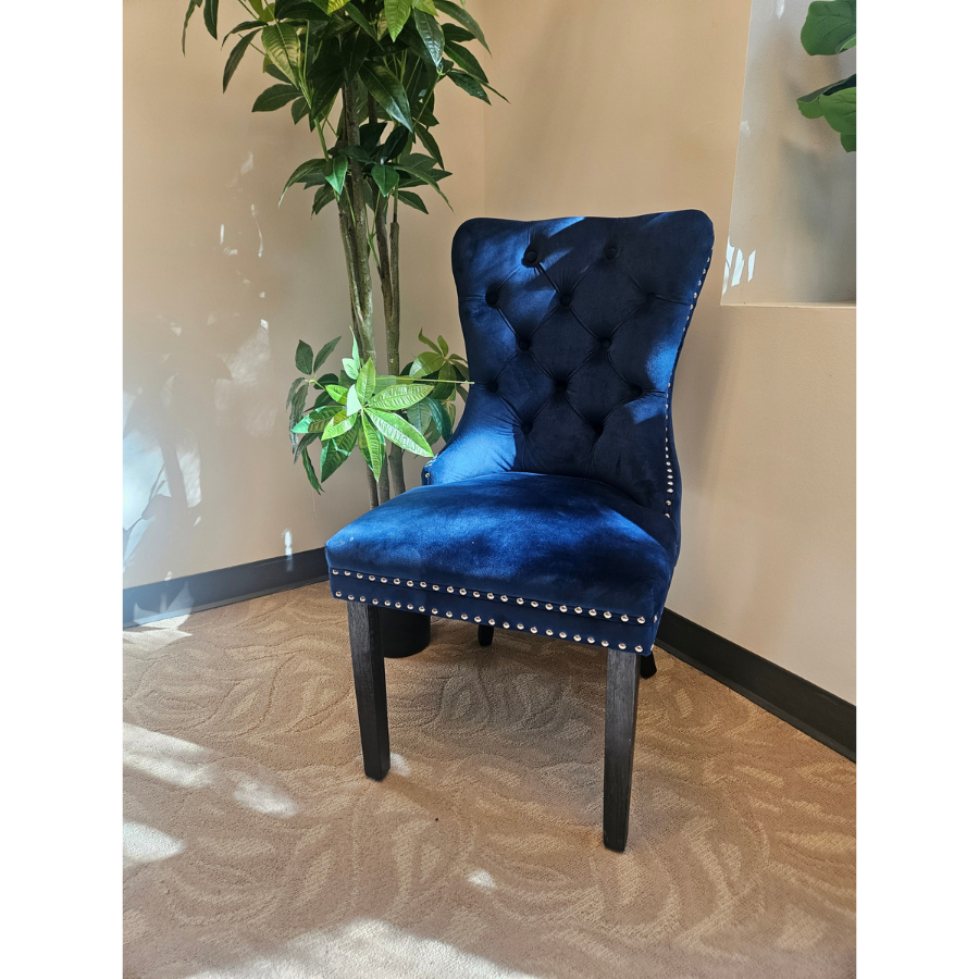 Navy Blue Velvet Tufted Accent / Dining Chair