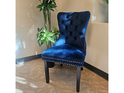 Navy Blue Velvet Tufted Accent / Dining Chair