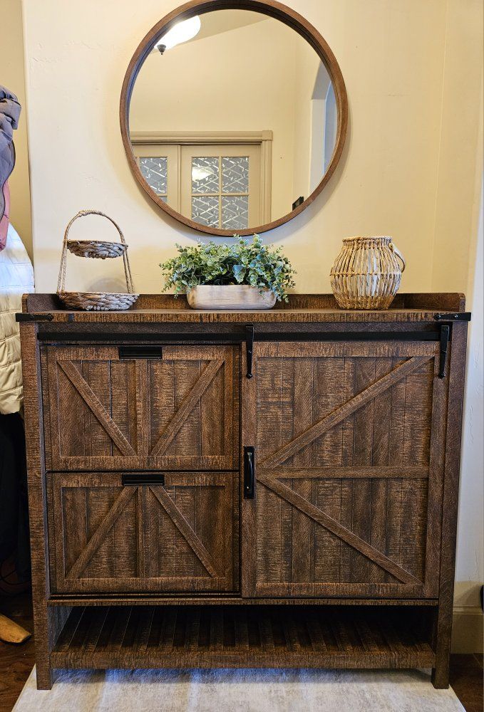 New in box Rustic Wooden Shoe Storage Cabinet