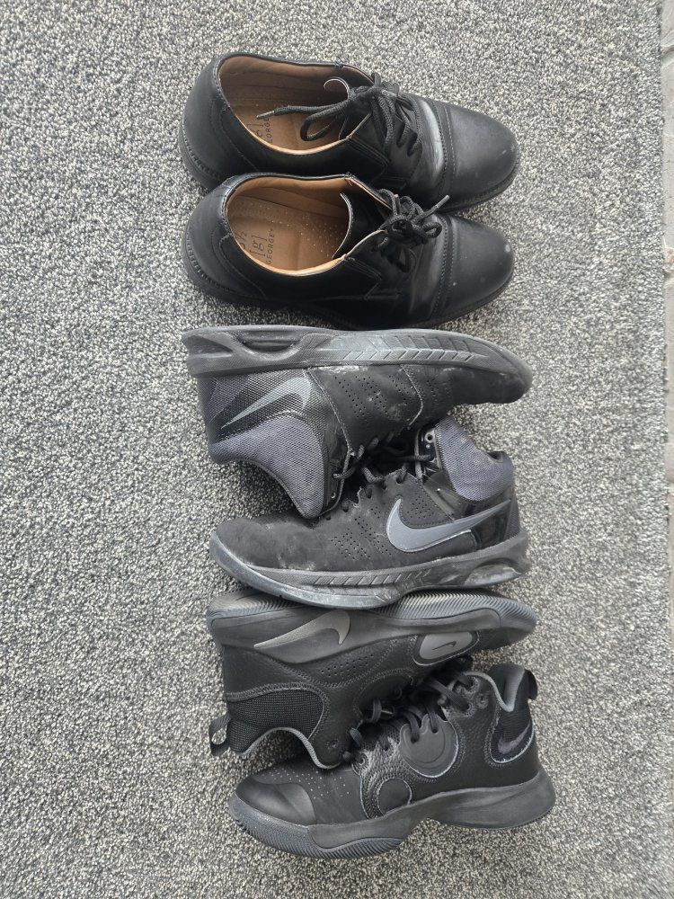 Men's Black Shoes Bundle Lot Size 8 and 8.5 - Nike Basketball & George Dress Shoes (3 Pairs) all for $15