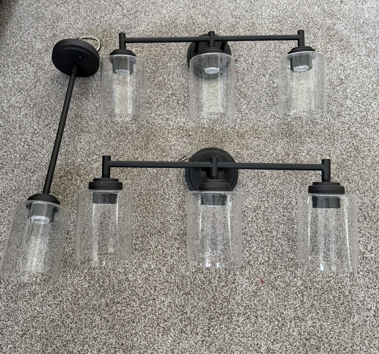 Kitchler lights Clear Seeded Glass in Olde Bronze