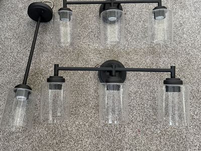 Kitchler lights Clear Seeded Glass in Olde Bronze