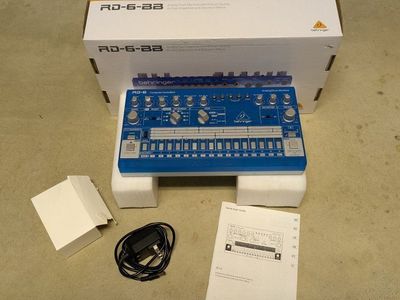 Behringer RD-6-BB Analog Drum Machine Blue Translucent with Box Power Supply Manual