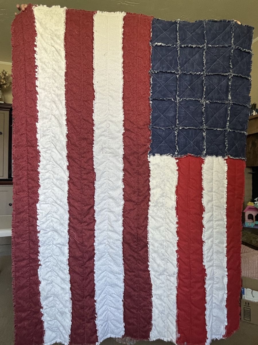 American Flag Rag Quilt OBO