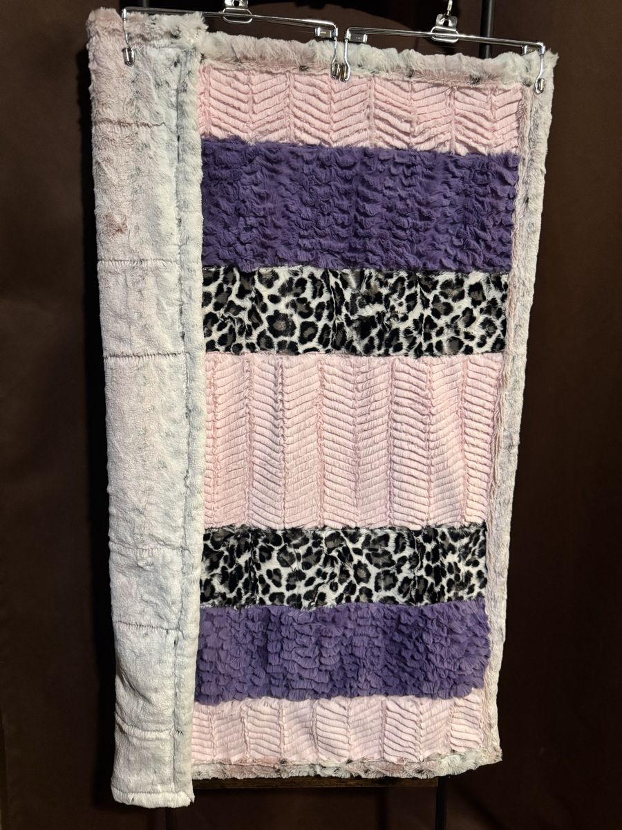 Baby, Minky Couture Mini, Minky Stroller Blanket Pink Purple Leopard Print Baby