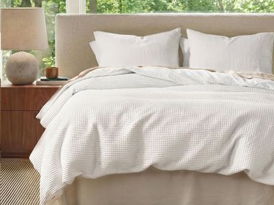 Bedsure Cotton Duvet Cover Queen Size - 100% Cotton Waffle Weave Snow White Duvet Cover, PureWoven Textured Breathable Bedding