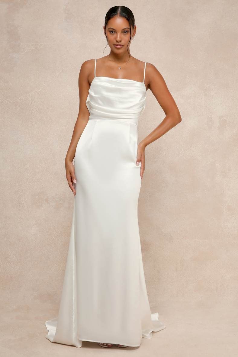 Lulus white satin sleeveless backless dress