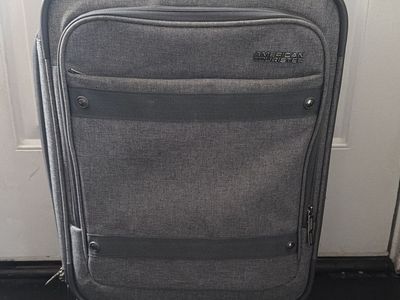 American Tourister Grey Softside Carry-On Spinner Suitcase - Excellent Condition