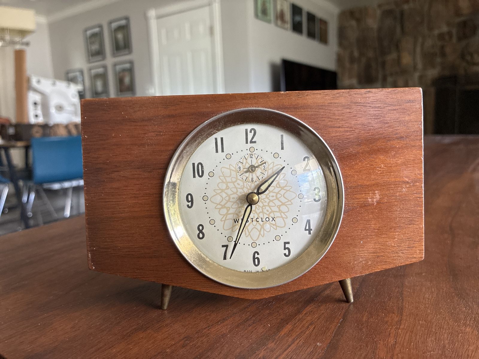 Cool walnut wind-up westclox alarm clock
