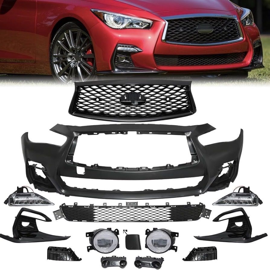 18-20 Infinity Q50 Q50S front bumper cover facia with grille and lights